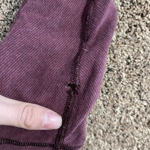 Lululemon Wunder Under Pant Burgundy Purple Stripes Cotton Size 4 Athletic - Picture 7 of 9